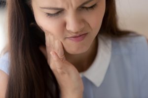 woman with a tooth infection